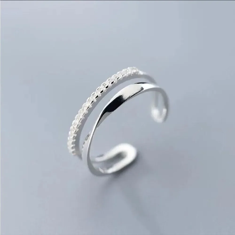 The Twist and Bling Duo Ring in 925 silver